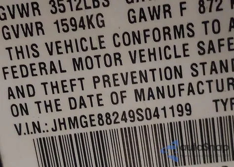 2009 Honda Fit z USA, uszkodzony, nr VIN JHMGE88249S041199